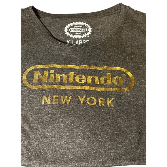NWOT Nintendo New York NY Logo Shirt Gray Gold Seal Official Authentic Unisex XL - Picture 4 of 6